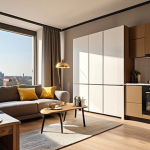 **

> A cozy, modern apartment interior in Warsaw, Poland. Focus on the "stan techniczny" (technical condition) with high-quality finishes, new appliances, and lots of natural light. In the background, show a glimpse of Warsaw's skyline. The overall feeling should be "ready to move in" and desirable. Consider "złoty" (golden) hour lighting for a warm and inviting mood. Style: photorealistic.

**