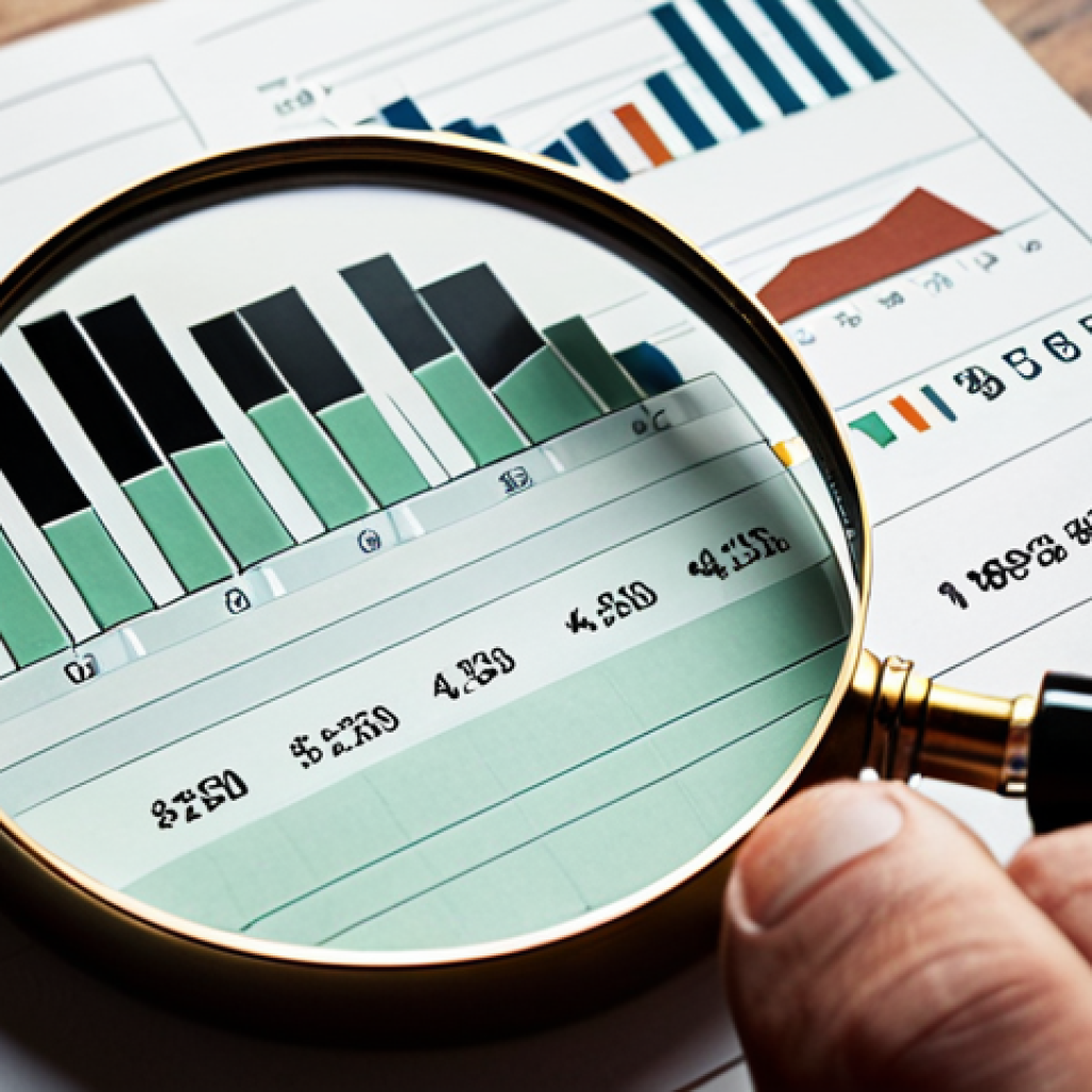 **

A close-up of financial charts and graphs, partially obscured by a magnifying glass held by a hand. The charts show a dip followed by a subtle upward trend. The overall tone is serious and analytical, with a muted color palette. Text overlay: "Fundamental Analysis: Uncovering Hidden Gems."

**