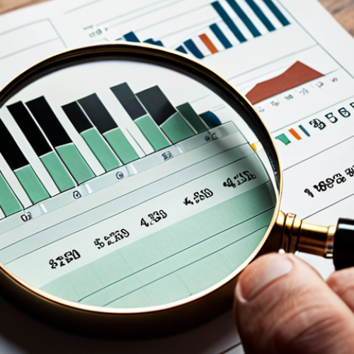 **

A close-up of financial charts and graphs, partially obscured by a magnifying glass held by a hand. The charts show a dip followed by a subtle upward trend. The overall tone is serious and analytical, with a muted color palette. Text overlay: "Fundamental Analysis: Uncovering Hidden Gems."

**