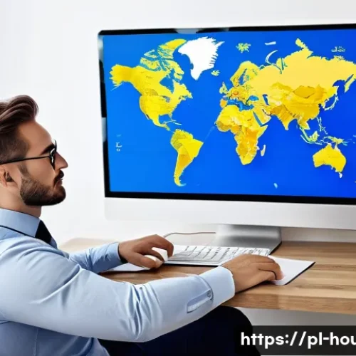 Home 31 해외 부동산 투자 방법 - A sophisticated real estate investor sitting at a modern desk in a stylish home office, studying mul...