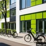 Home 18 다세대 주택 투자 팁 - A modern multi-family residential building in a vibrant Warsaw neighborhood, showcasing well-maintai...