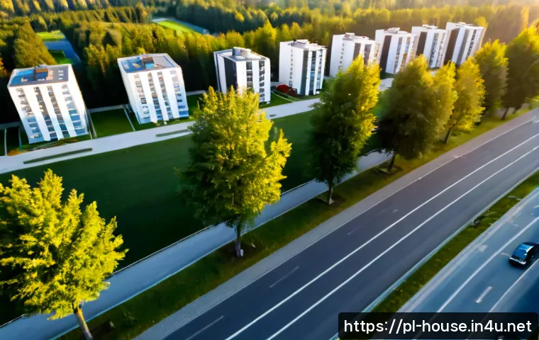 Home 17 경기도 신도시 정보 - Photorealistic aerial view of a modern planned residential district on the outskirts of Warsaw, Pola...